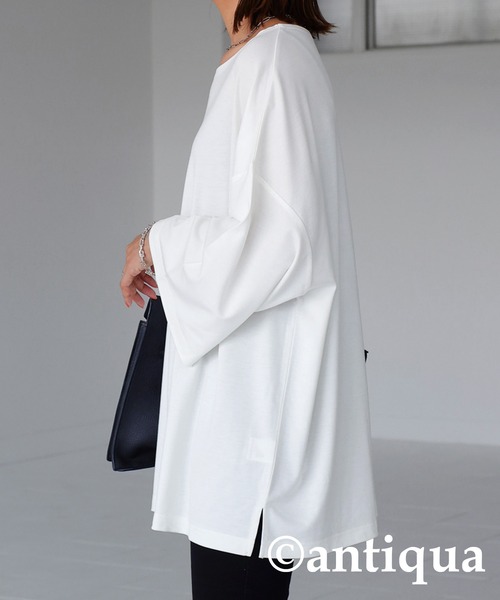 antiqua(アンティカ)の「接触冷感。ポンチビッグT(Tシャツ/カットソー・レディース・ホワイト/ブラック/カーキ/ダークグレー・FREE)」の8枚目の写真