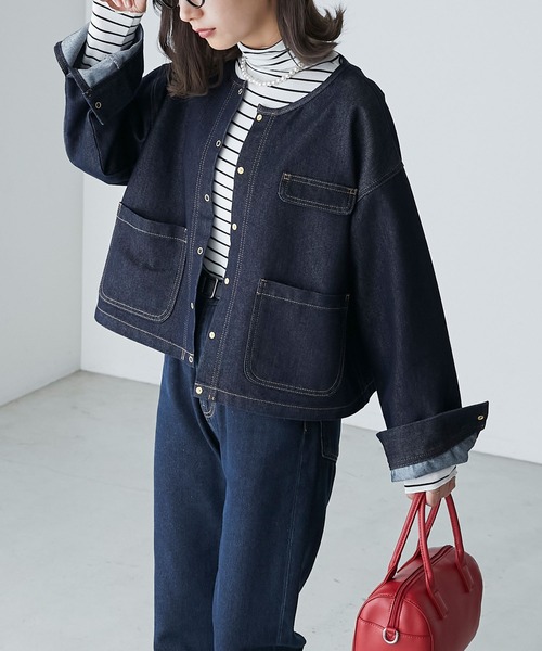 BONLECILL（ボンルシール）の「＜吸湿発熱＞ ハイネック メローリブインナープルオーバー（Tシャツ/カットソー・レディース・ネイビー/グリーン/アイボリー/パープル/マスタード/レッド/ブラック/オフホワイト/ホワイト×ブラック/チャコールグレー/ブルー/ブラック系その他・FREE）」の17枚目の写真