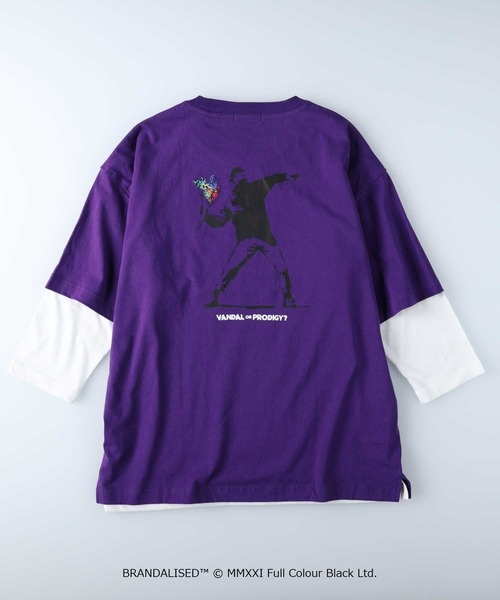 Right-on(ライトオン)の「【BRANDALISED】レイヤードロンT(アンサンブル・メンズ・ベージュ/パープル/ブラック・M/L/XL)」の3枚目の写真