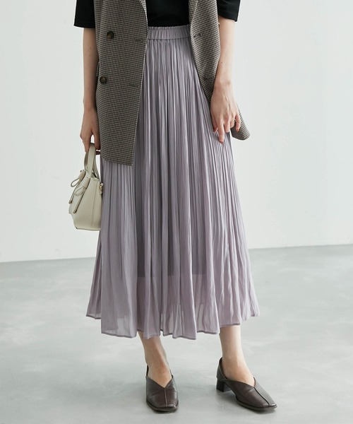 ROPE' PICNIC(ロペピクニック)の「着丈が選べる/再生ポリエステルシアーナチュラル楊柳プリーツスカート(スカート・レディース・ブラック/ダークブラウン/ベージュ/ネイビー/ラベンダー/ブラック系その他/ベージュ系その他/ベージュ系その他2・38/36)」の8枚目の写真