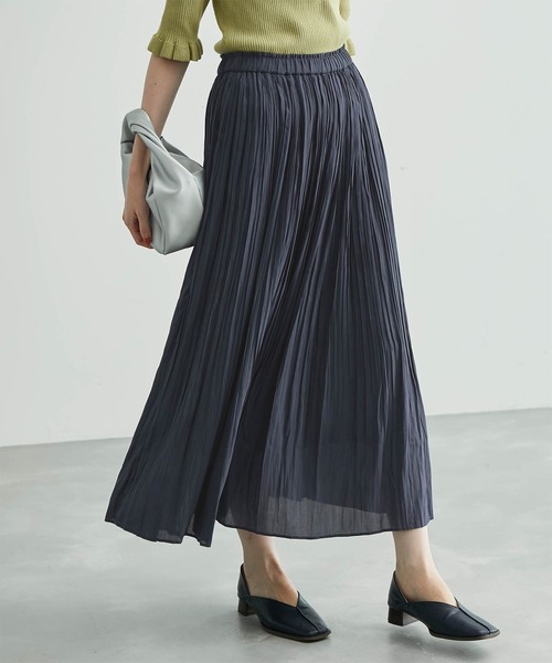 ROPE' PICNIC(ロペピクニック)の「着丈が選べる/再生ポリエステルシアーナチュラル楊柳プリーツスカート(スカート・レディース・ブラック/ダークブラウン/ベージュ/ネイビー/ラベンダー/ブラック系その他/ベージュ系その他/ベージュ系その他2・38/36)」の1枚目の写真