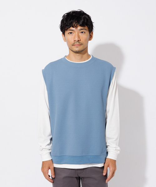ABAHOUSE GRAY(アバハウスグレイ)の「【2点セット】フクレジャガード レイヤード ベスト/ロングTシャツ(アンサンブル・メンズ・ブラック/カーキ/グレイッシュベージュ/グレイッシュブルー・46/48)」の15枚目の写真