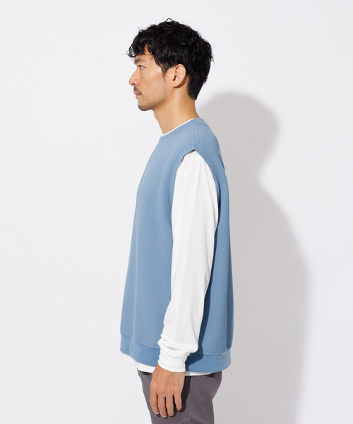 ABAHOUSE GRAY(アバハウスグレイ)の「【2点セット】フクレジャガード レイヤード ベスト/ロングTシャツ(アンサンブル・メンズ・ブラック/カーキ/グレイッシュベージュ/グレイッシュブルー・46/48)」の16枚目の写真