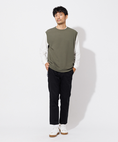 ABAHOUSE GRAY(アバハウスグレイ)の「【2点セット】フクレジャガード レイヤード ベスト/ロングTシャツ(アンサンブル・メンズ・ブラック/カーキ/グレイッシュベージュ/グレイッシュブルー・46/48)」の6枚目の写真