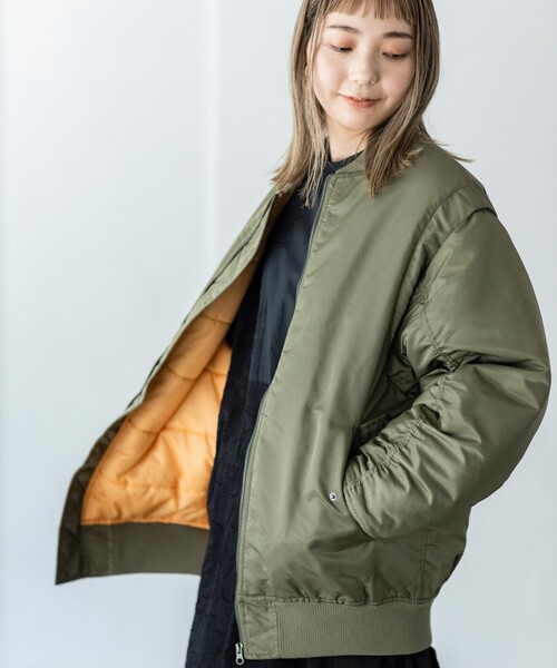 THE SHOP TK （ザ ショップ ティーケー ）の「◆【洗える/袖2way】サーモアMA－1（ブルゾン・レディース・ブラック/カーキ・12/13/11）」の10枚目の写真