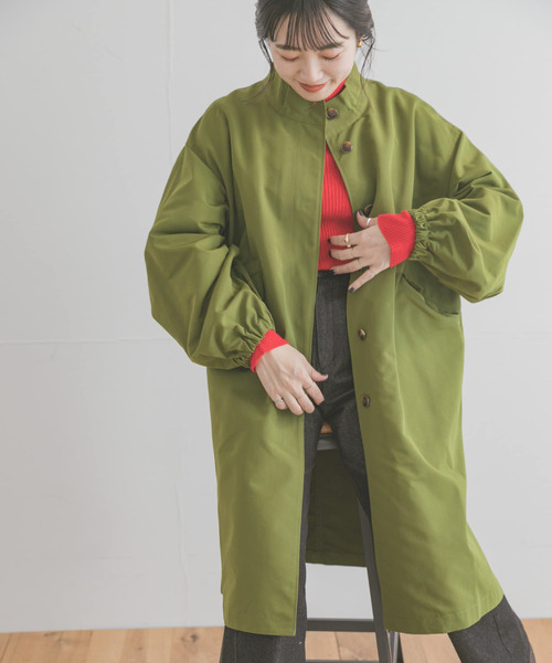 ITEMS URBANRESEARCH（アイテムズ アーバンリサーチ）の「スタンドカラーモッズ（ノーカラーコート・レディース・カーキ/チャコールグレー/グリーン系その他・FREE）」の12枚目の写真