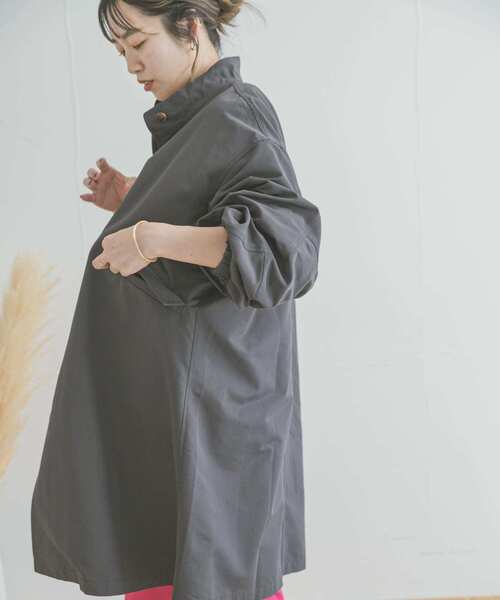 ITEMS URBANRESEARCH（アイテムズ アーバンリサーチ）の「スタンドカラーモッズ（ノーカラーコート・レディース・カーキ/チャコールグレー/グリーン系その他・FREE）」の7枚目の写真