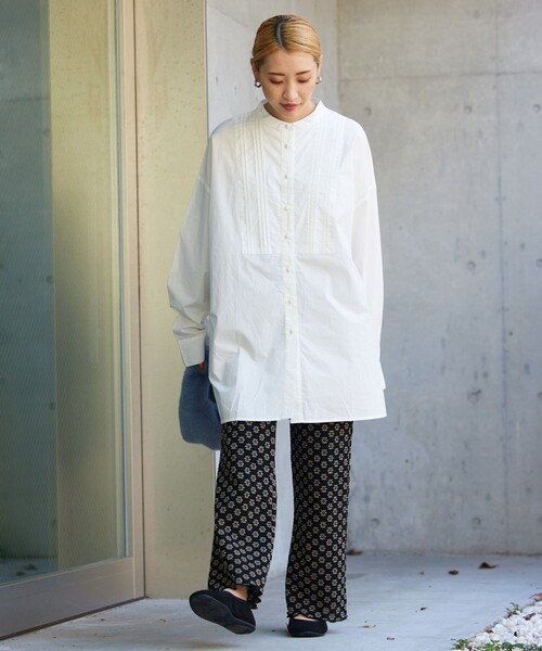 FREAK'S STORE(フリークスストア)の「【WEB限定】ピンタックロングスリーブシャツ(シャツ/ブラウス・レディース・ホワイト/ブラック/ベージュ/オレンジ/ライトピンク・フリ-)」の6枚目の写真