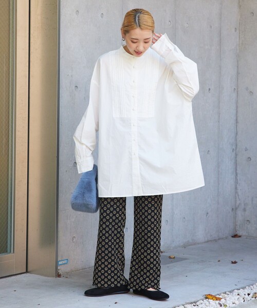 FREAK'S STORE(フリークスストア)の「【WEB限定】ピンタックロングスリーブシャツ(シャツ/ブラウス・レディース・ホワイト/ブラック/ベージュ/オレンジ/ライトピンク・フリ-)」の8枚目の写真