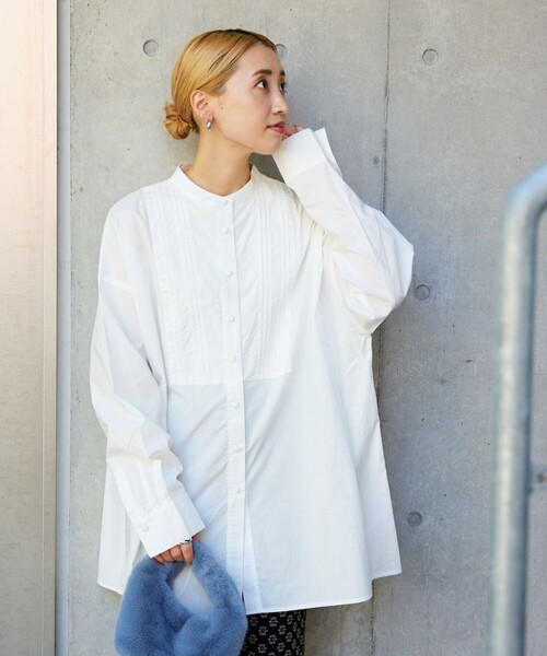 FREAK'S STORE(フリークスストア)の「【WEB限定】ピンタックロングスリーブシャツ(シャツ/ブラウス・レディース・ホワイト/ブラック/ベージュ/オレンジ/ライトピンク・フリ-)」の11枚目の写真