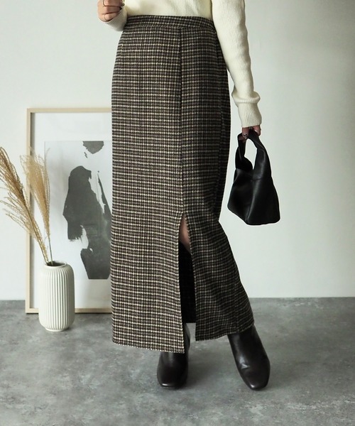 Riberry（リベリー）の「ガンクラブチェックタイトスカート（スカート・レディース・オレンジ/チャコールグレー/ブラウン・MEDIUM）」の22枚目の写真