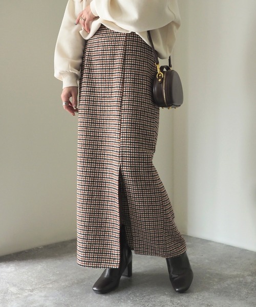 Riberry（リベリー）の「ガンクラブチェックタイトスカート（スカート・レディース・オレンジ/チャコールグレー/ブラウン・MEDIUM）」の11枚目の写真