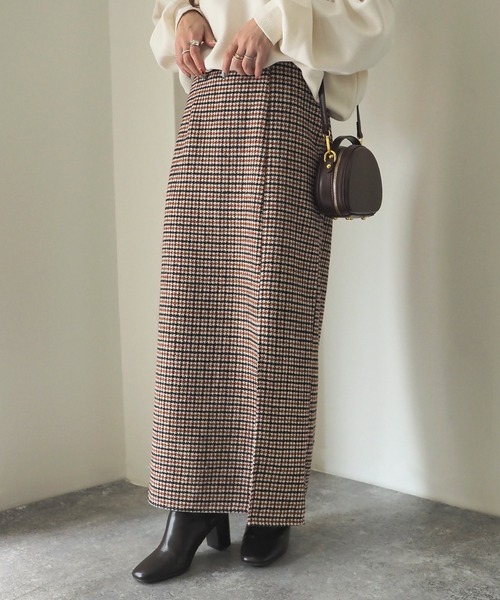 Riberry（リベリー）の「ガンクラブチェックタイトスカート（スカート・レディース・オレンジ/チャコールグレー/ブラウン・MEDIUM）」の12枚目の写真