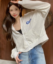 DEVICE | 韓国風ビッグシルエット カレッジロゴ ショート丈 パーカー(パーカー)