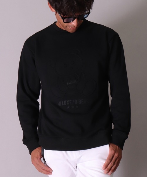 LUXE/R(ラグジュ)の「(RM)【ユニセックス】【LUXE/R】くまさん 同色 エンボス加工 スウェット プルオーバー(スウェット・メンズ・グレー/ブラック/ホワイト・LARGE/MEDIUM)」の2枚目の写真