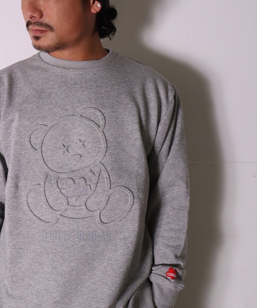 LUXE/R(ラグジュ)の「(RM)【ユニセックス】【LUXE/R】くまさん 同色 エンボス加工 スウェット プルオーバー(スウェット・メンズ・グレー/ブラック/ホワイト・LARGE/MEDIUM)」の7枚目の写真