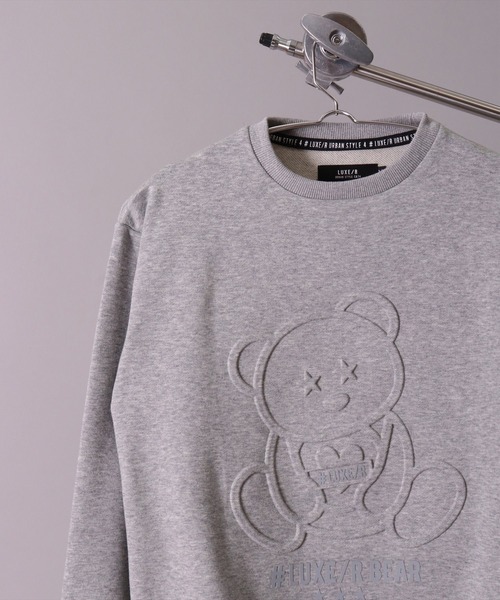 LUXE/R(ラグジュ)の「(RM)【ユニセックス】【LUXE/R】くまさん 同色 エンボス加工 スウェット プルオーバー(スウェット・メンズ・グレー/ブラック/ホワイト・LARGE/MEDIUM)」の15枚目の写真