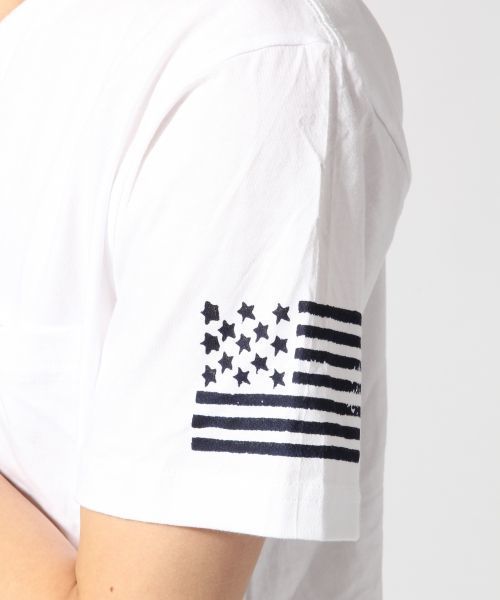 RAGEBLUE（レイジブルー）の「【BACK HEAD/バックヘッド】ポケット付きプリントTシャツ/562630（Tシャツ/カットソー・メンズ・ホワイト/ネイビー・MEDIUM/LARGE）」の6枚目の写真