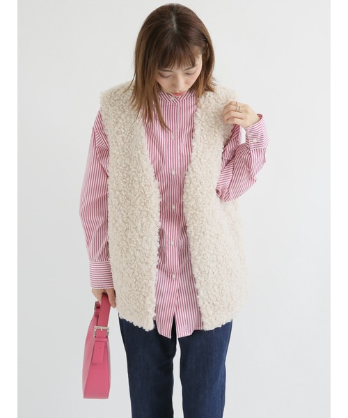 Lugnoncure（ルノンキュール）の「ボアベスト（ベスト・レディース・ブラウン/キャメル/オフホワイト・ﾌﾘ-）」の2枚目の写真