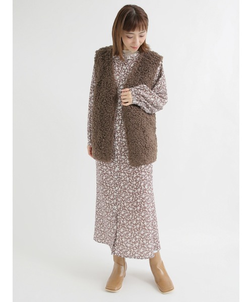 Lugnoncure（ルノンキュール）の「ボアベスト（ベスト・レディース・ブラウン/キャメル/オフホワイト・ﾌﾘ-）」の8枚目の写真