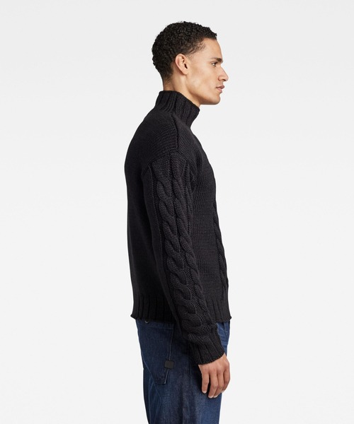 G-STAR(ジースター)の「HEAVY CABLE LOOSE MOCK KNIT/ケーブルセーター/モックネック(ニット/セーター・メンズ・ダークブラック・SMALL/X-SMALL/LARGE/X-LARGE/MEDIUM)」の2枚目の写真