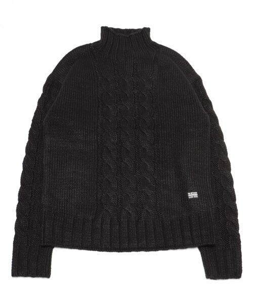 G-STAR RAW (ジースターロゥ) Cable Knit Mock Sweater (ケーブルニットモックセーター) サステナブル ケーブル編みセーター G-STAR RAW（ジースターロゥ）の「HEAVY CABLE LOOSE MOCK KNIT