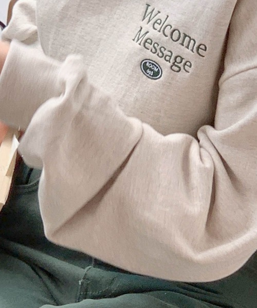 Dalfwin(ダールフィン)の「2022 AW 秋冬 韓国ファッション スウェット レディース Welcome刺繍ロゴスウェット トレーナー ワンポイント刺繍 ビッグシルエット オーバーサイズ(スウェット・レディース・ネイビー/グレー系その他・FREE)」の18枚目の写真