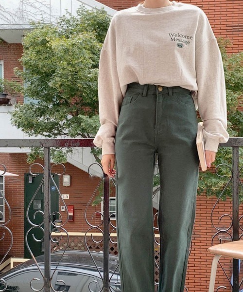 2022 AW 秋冬 韓国ファッション スウェット レディース Welcome刺繍