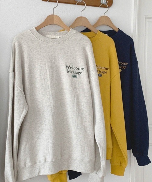 Dalfwin(ダールフィン)の「2022 AW 秋冬 韓国ファッション スウェット レディース Welcome刺繍ロゴスウェット トレーナー ワンポイント刺繍 ビッグシルエット オーバーサイズ(スウェット・レディース・ネイビー/グレー系その他・FREE)」の19枚目の写真