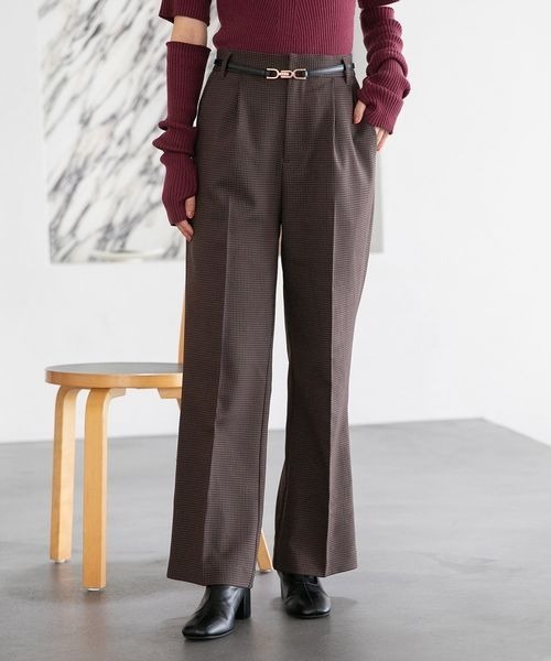 mysty woman（ミスティウーマン）の「無地チェックロングパンツ 126461（デニムパンツ・レディース・ブラウン系その他/ベージュ系その他/モカ・FREE）」の3枚目の写真