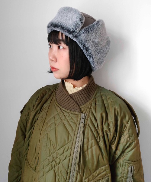 CONTROL FREAK / CTFK（コントロールフリーク）の「CONTROL FREAK(コントロールフリーク)ツイルフライトキャップ（キャップ・レディース・チャコール/ブラウン/ベージュ・FREE）」の2枚目の写真