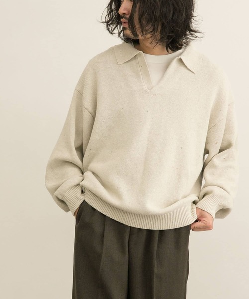 URBAN RESEARCH(アーバンリサーチ)の「リサイクルネップスキッパーニットポロ(ニット/セーター・メンズ・ブラウン/ブラック/ナチュラル・MEDIUM/LARGE)」の3枚目の写真