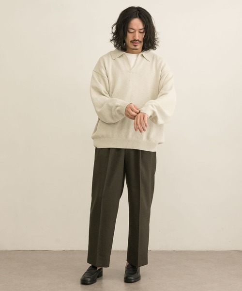 URBAN RESEARCH(アーバンリサーチ)の「リサイクルネップスキッパーニットポロ(ニット/セーター・メンズ・ブラウン/ブラック/ナチュラル・MEDIUM/LARGE)」の7枚目の写真