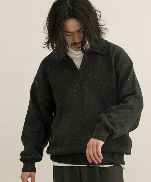 URBAN RESEARCH(アーバンリサーチ)の「リサイクルネップスキッパーニットポロ(ニット/セーター・メンズ・ブラウン/ブラック/ナチュラル・MEDIUM/LARGE)」の11枚目の写真