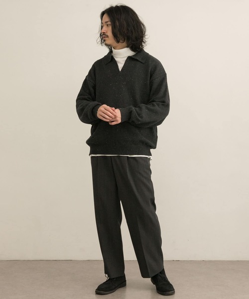 URBAN RESEARCH(アーバンリサーチ)の「リサイクルネップスキッパーニットポロ(ニット/セーター・メンズ・ブラウン/ブラック/ナチュラル・MEDIUM/LARGE)」の15枚目の写真