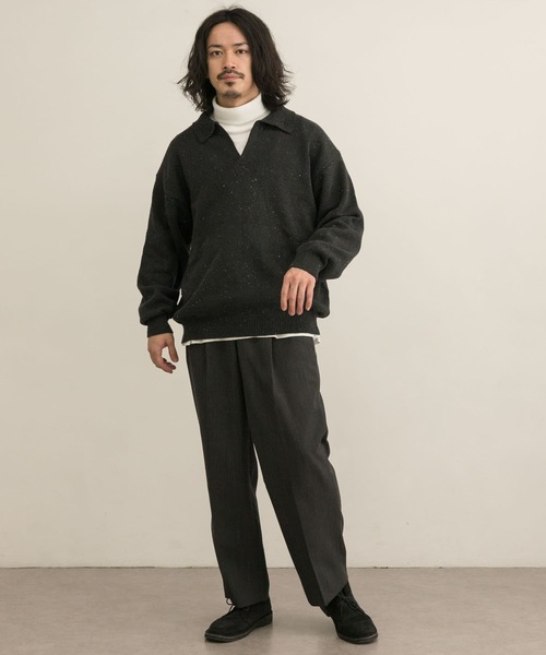 URBAN RESEARCH(アーバンリサーチ)の「リサイクルネップスキッパーニットポロ(ニット/セーター・メンズ・ブラウン/ブラック/ナチュラル・MEDIUM/LARGE)」の16枚目の写真
