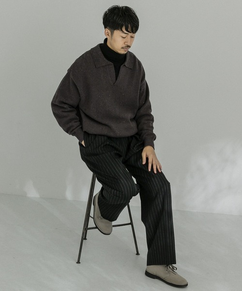 URBAN RESEARCH(アーバンリサーチ)の「リサイクルネップスキッパーニットポロ(ニット/セーター・メンズ・ブラウン/ブラック/ナチュラル・MEDIUM/LARGE)」の21枚目の写真