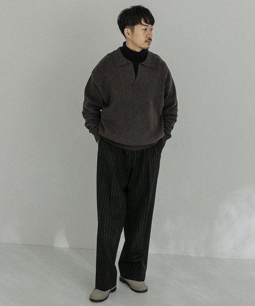URBAN RESEARCH(アーバンリサーチ)の「リサイクルネップスキッパーニットポロ(ニット/セーター・メンズ・ブラウン/ブラック/ナチュラル・MEDIUM/LARGE)」の22枚目の写真
