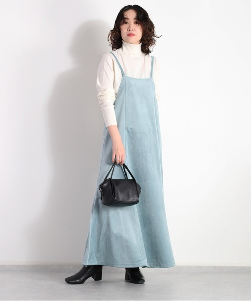 cepo（セポ）の「ベロアキャミワンピース（ワンピース・レディース・ミント/ベージュ/ブラウン/グレイッシュベージュ・M）」の4枚目の写真