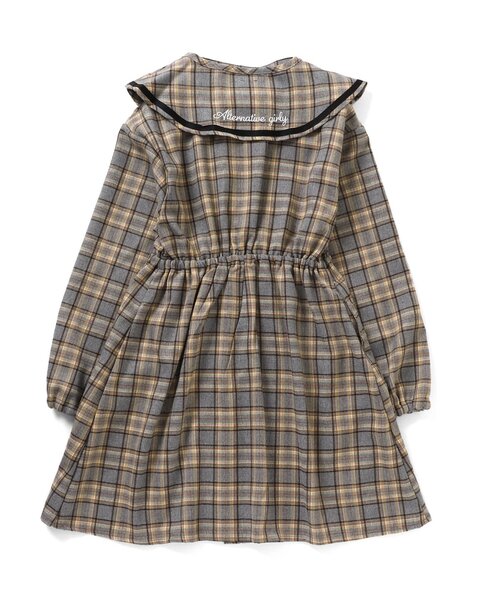 algy（アルジー）の「付け衿フリルシャツワンピ（シャツワンピース・キッズ・グレー/ネイビー・SMALL/X-SMALL/XX-SMALL/MEDIUM）」の3枚目の写真