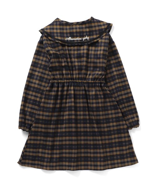 algy（アルジー）の「付け衿フリルシャツワンピ（シャツワンピース・キッズ・グレー/ネイビー・SMALL/X-SMALL/XX-SMALL/MEDIUM）」の4枚目の写真