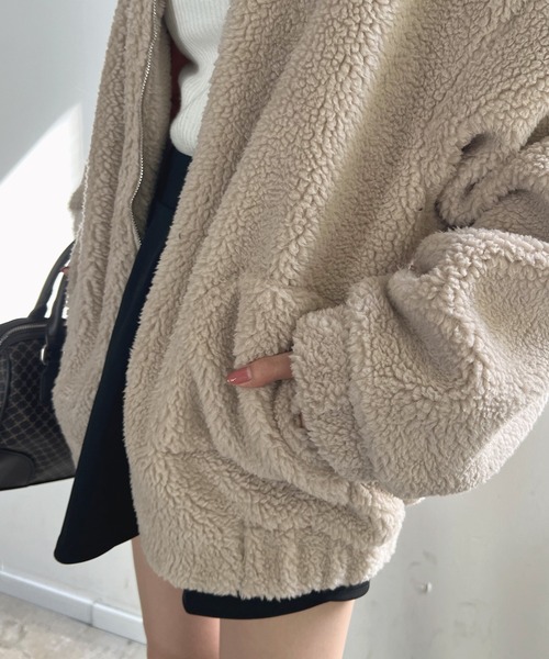 Futier land（フューティアランド）の「BIGボアブルゾン（ブルゾン・レディース・ネイビー/グレイッシュベージュ/カーキ・MEDIUM/LARGE）」の21枚目の写真