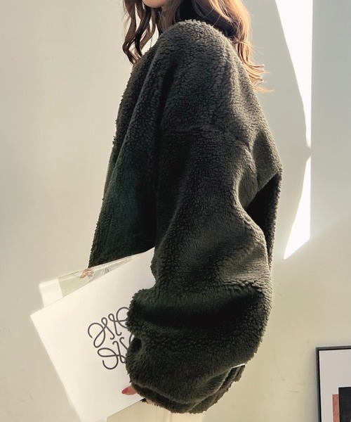 Futier land（フューティアランド）の「BIGボアブルゾン（ブルゾン・レディース・ネイビー/グレイッシュベージュ/カーキ・MEDIUM/LARGE）」の6枚目の写真