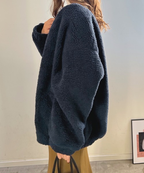 Futier land（フューティアランド）の「BIGボアブルゾン（ブルゾン・レディース・ネイビー/グレイッシュベージュ/カーキ・MEDIUM/LARGE）」の8枚目の写真