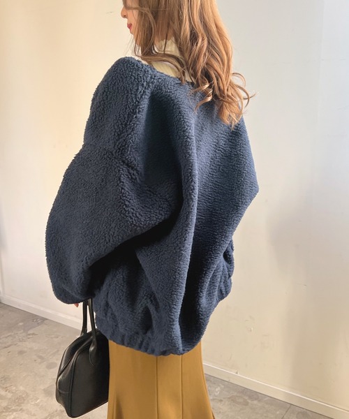 Futier land（フューティアランド）の「BIGボアブルゾン（ブルゾン・レディース・ネイビー/グレイッシュベージュ/カーキ・MEDIUM/LARGE）」の9枚目の写真