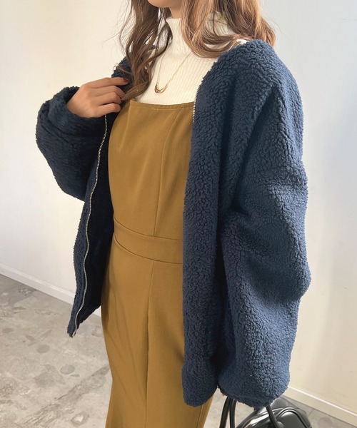 Futier land（フューティアランド）の「BIGボアブルゾン（ブルゾン・レディース・ネイビー/グレイッシュベージュ/カーキ・MEDIUM/LARGE）」の13枚目の写真