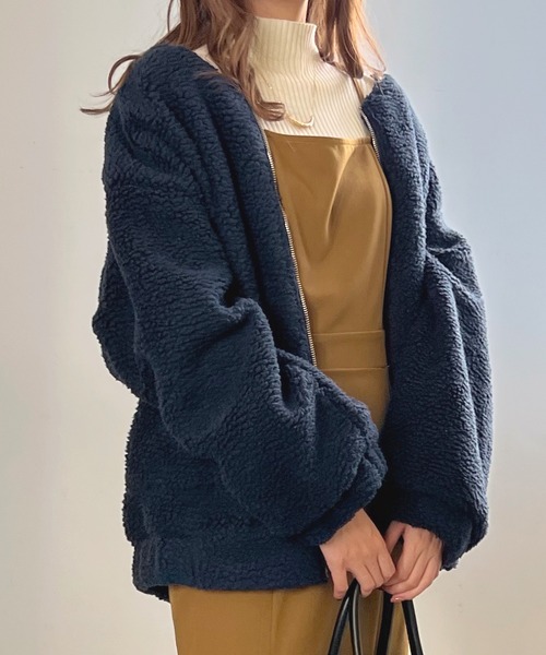 Futier land（フューティアランド）の「BIGボアブルゾン（ブルゾン・レディース・ネイビー/グレイッシュベージュ/カーキ・MEDIUM/LARGE）」の16枚目の写真