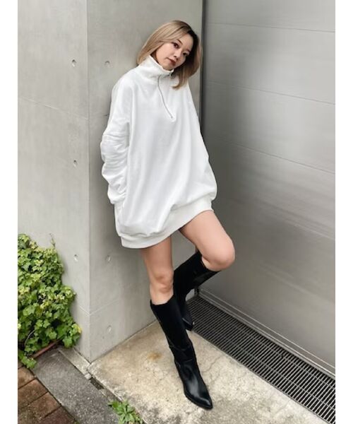 EVRIS（エヴリス）の「【WEB限定】ハーフジップスウェットトップス（スウェット・レディース・ホワイト/ブラック/ブルー・FREE）」の7枚目の写真