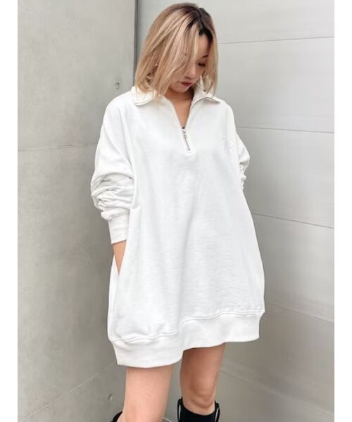 EVRIS（エヴリス）の「【WEB限定】ハーフジップスウェットトップス（スウェット・レディース・ホワイト/ブラック/ブルー・FREE）」の10枚目の写真