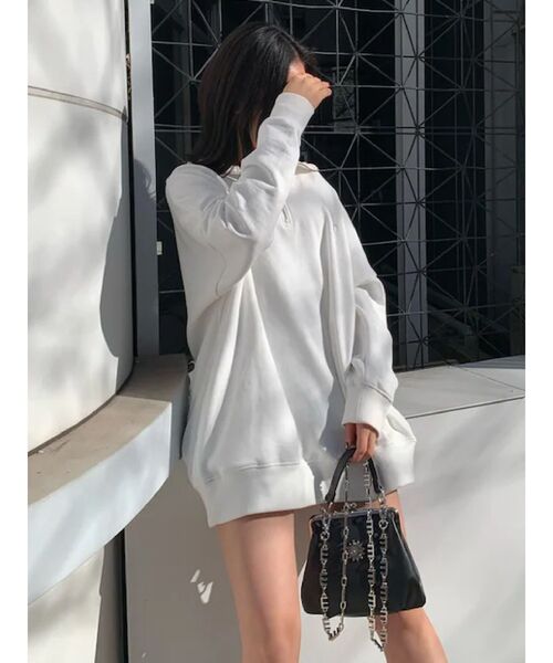 EVRIS（エヴリス）の「【WEB限定】ハーフジップスウェットトップス（スウェット・レディース・ホワイト/ブラック/ブルー・FREE）」の11枚目の写真